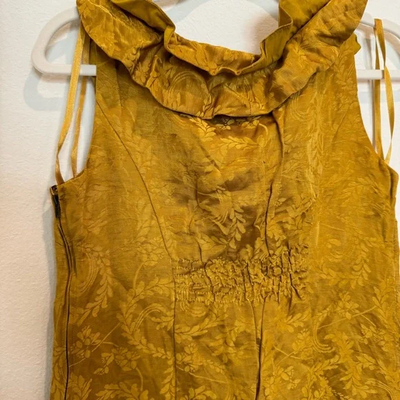 Floreat Mustard Dress with Floral Accents - Picture 7 of 9